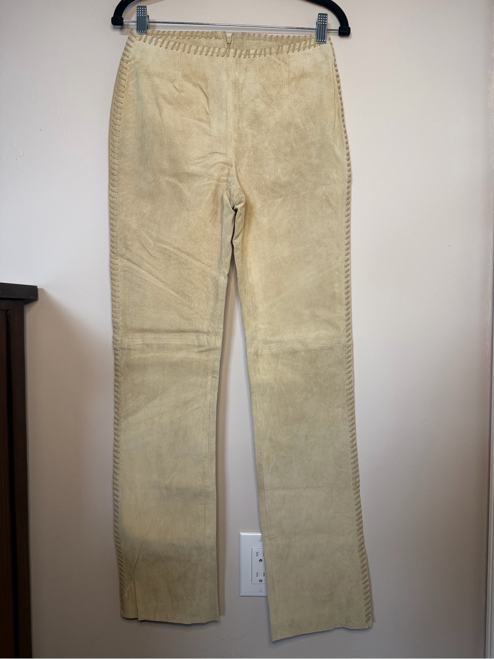 Moda International Cream Suede-Look Straight Leg Pants